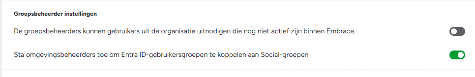 Sta omgevingsbeheerders toe om Entra ID-gebruikersgroepen te koppelen aan Social-groepen.png