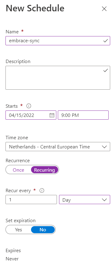 schedule-aanmaken